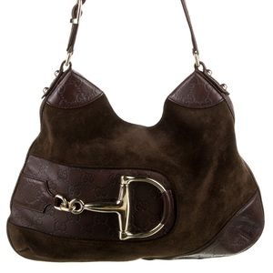 Gucci Signature Suede Hasler Hobo